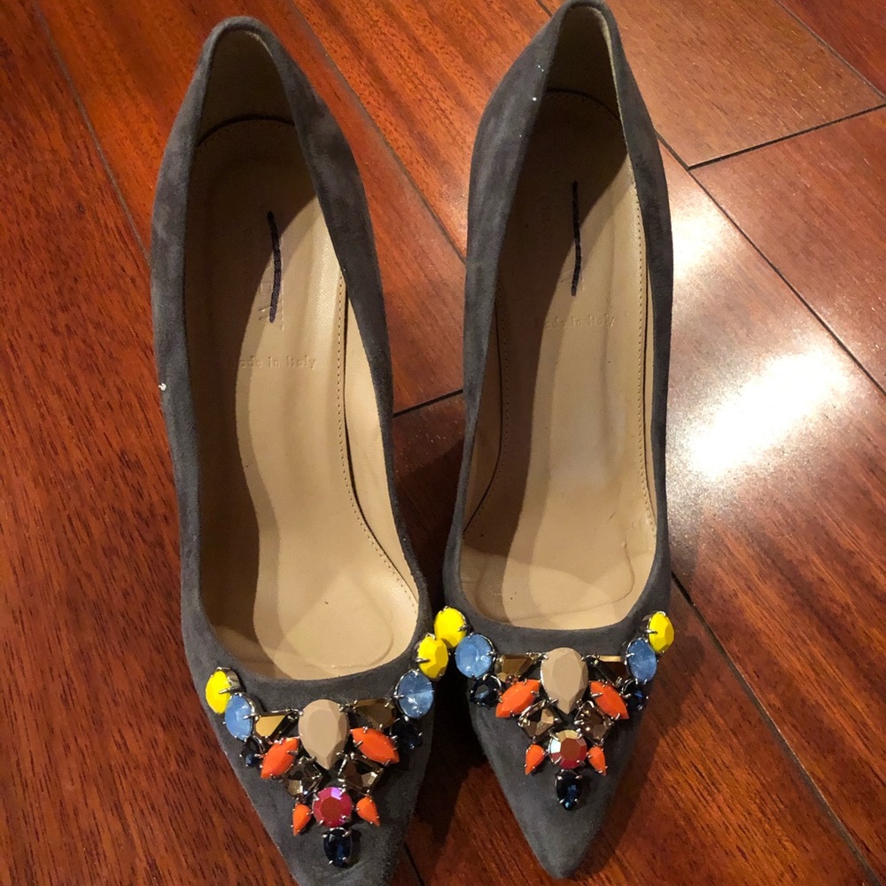 Jcrew grey suede heels